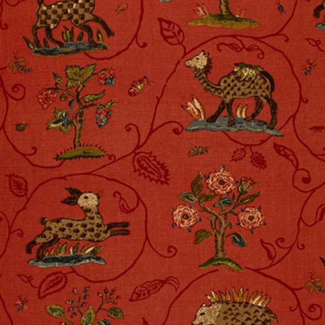Schumacher Fabric La Menagerie Flame Red 172762 A Country Life 27.0" - My Fabric Connection -