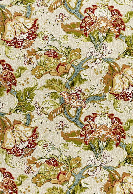 Schumacher Fabric Ariella Jacobean Ecru 1319002 Classic-Prints 100% Linen - Horizontal: 27 and Vertical: 27 54 - My Fabric Connection -