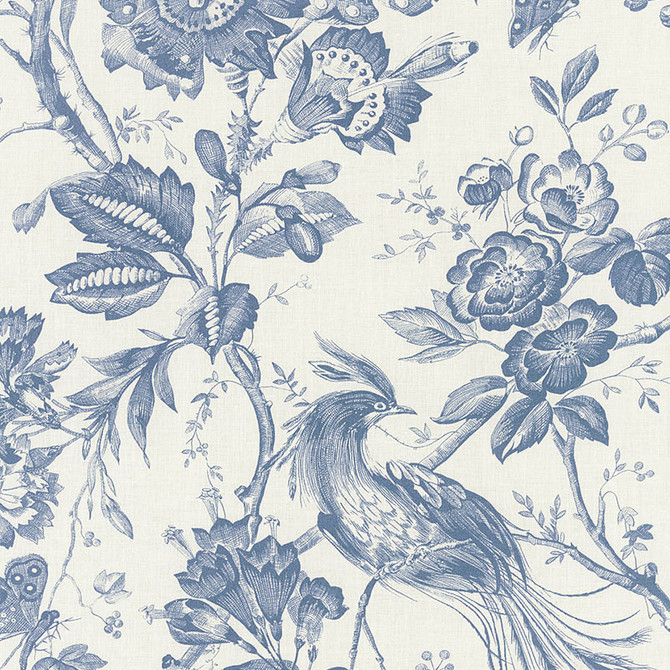 Schumacher Fabric Birds Of Paradise Blue 1048044 PORTRAITS OF AMERICA See Sample UNITED KINGDOM LIGHT DUTY </p><p>Repeat: Horizontal: 27" (69CM) and Vertical: 15 1/4" (39CM) 54" WIDE (137CM) - My Fabric Connection -