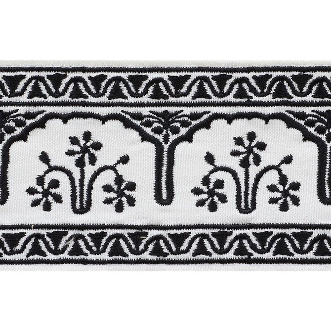 Schumacher Trim Nikola Tape Black 74194 OTTOMAN CHIC See Sample INDIA - </p><p>Repeat: Horizontal: 2 1/2" (6CM) and Vertical: - 3 1/4" (8CM) - My Fabric Connection -