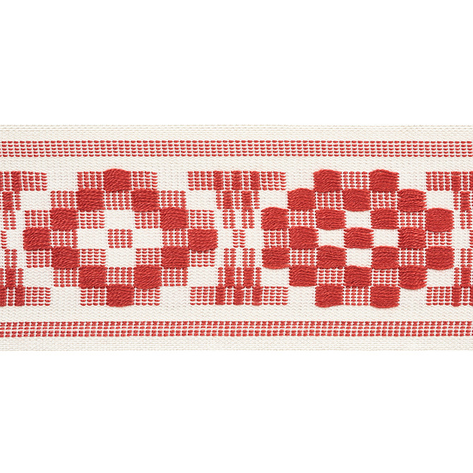 Schumacher Trim Maidstone Tape Coral 75311 CHAMBRAY See Sample GERMANY - </p><p>Repeat: Horizontal: 6 1/8" (16CM) and Vertical: - 3" (8CM) - My Fabric Connection -