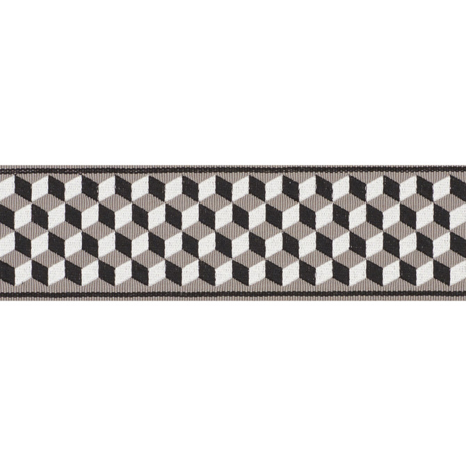 Schumacher Trim Tumbling Blocks Tape Grisaille & Noir 71260 MILES REDD PASSEMENTERIE See Sample CHINA - </p><p>Repeat: Horizontal: 5/8" (2CM) and Vertical: - 2 3/4" (7CM) - My Fabric Connection -