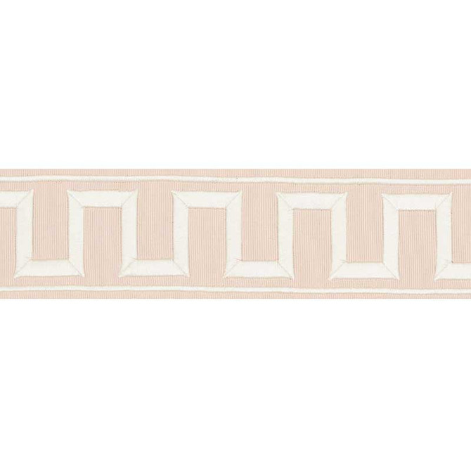 Schumacher Fabric Greek Key Embroidered Tape Blush 70800 Miles-Redd-Passementerie 80% Cotton, 20% Rayon - Horizontal: 1.75 and Vertical: - 2.25 - My Fabric Connection -