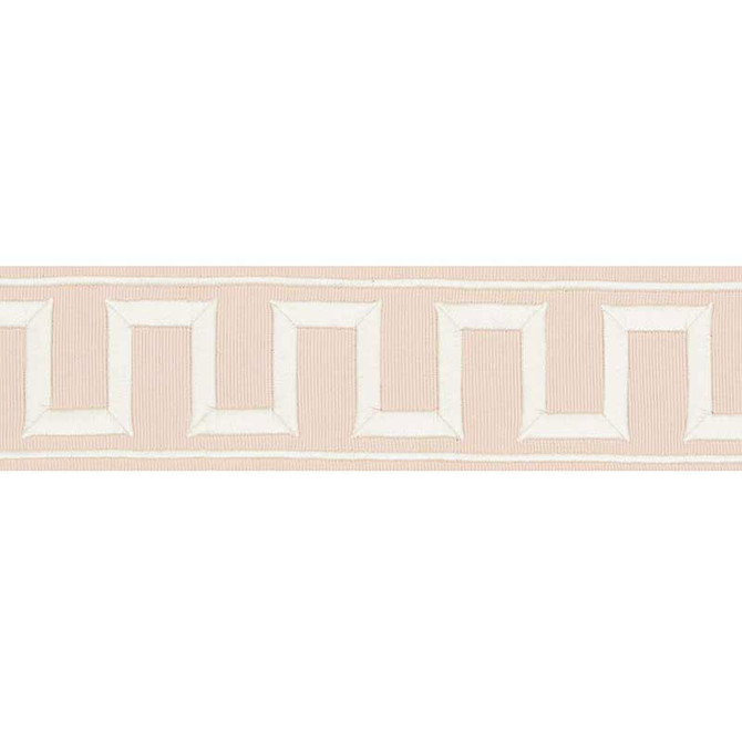 Schumacher Trim Greek Key Embroidered Tape Blush 70800 MILES REDD PASSEMENTERIE See Sample INDIA - </p><p>Repeat: Horizontal: 1 3/4" (4CM) and Vertical: - 2 1/4" (6CM) - My Fabric Connection -