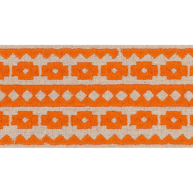 Schumacher Trim Talitha Tape Orange On Natural 70647 BOHEMIA LINEN 85% SPUN POLYESTER 15% INDIA </p><p>Repeat: Horizontal: 3/4" (2CM) and Vertical: 2.75 - My Fabric Connection -
