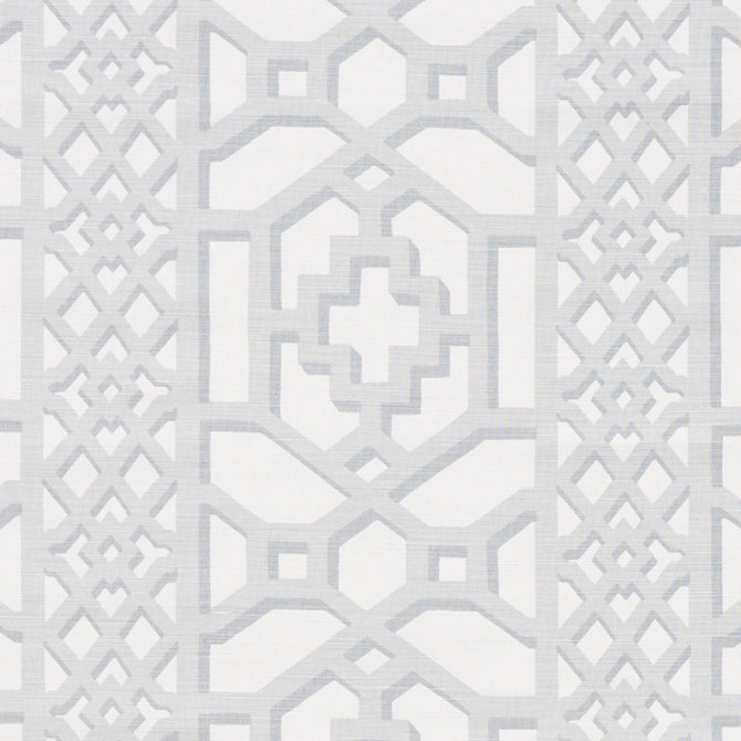 Schumacher Fabric Zanzibar Trellis Matte Cloud 175745 125TH ANNIVERSARY See Sample UNITED STATES OF AMERICA MEDIUM DUTY </p><p>Repeat: Horizontal: 13 1/2" (34CM) and Vertical: 12 1/2" (32CM) 54" (137CM) - My Fabric Connection -