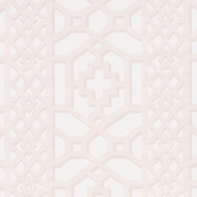 Schumacher Fabric Zanzibar Trellis Matte Blush 175743 125TH ANNIVERSARY LINEN 55% COTTON 45% UNITED STATES OF AMERICA </p><p>Repeat: Horizontal: 13 1/2" (34CM) and Vertical: 12 1/2" (32CM) 54 - My Fabric Connection -