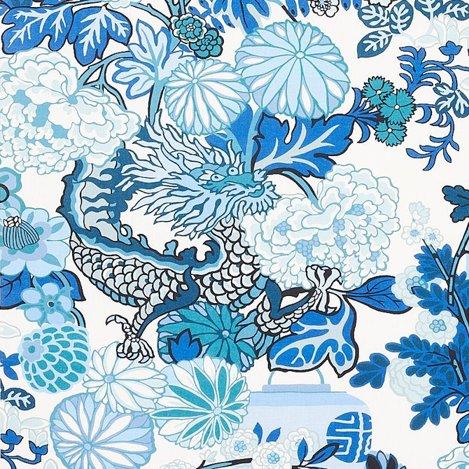 Schumacher Fabric Chiang Mai Indoor/Outdoor China Blue 177311 Indoor/Outdoor: Prints & Wovens 26.5" - My Fabric Connection -