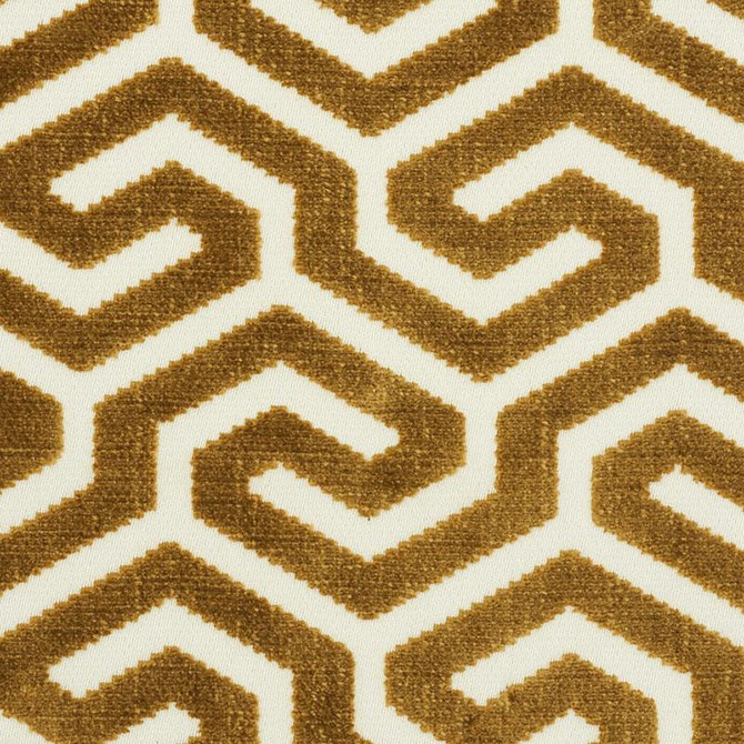 Schumacher Fabric Ming Fret Velvet Bronze 73102 Cut & Patterned Velvets 3.75" - My Fabric Connection -
