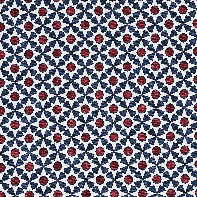 Schumacher Fabric Serendipity Navy & Red 176423 CLIQUE LINEN 100% CHINA </p><p>Repeat: Horizontal: 1 1/2" (4CM) and Vertical: 1 1/2" (4CM) 54 - My Fabric Connection -