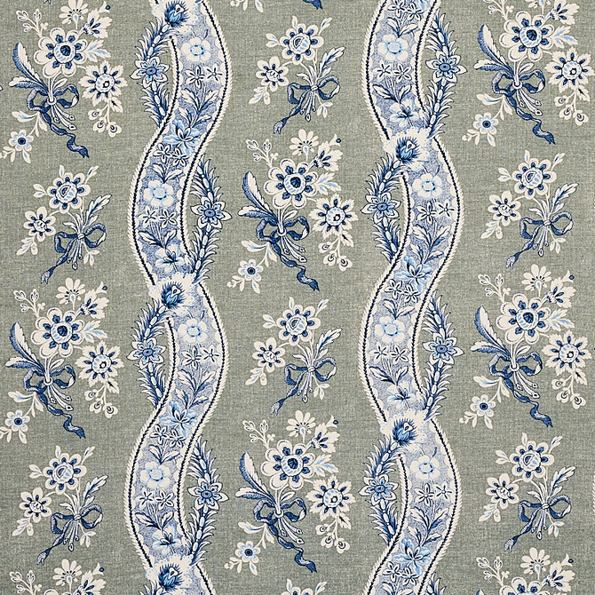 Schumacher Fabric Le Castellet Gris & Bleu 175982 COUNTRY CHIC LINEN 100% UNITED KINGDOM </p><p>Repeat: Horizontal: 13 1/2" (34CM) and Vertical: 17" (43CM) 55 - My Fabric Connection -