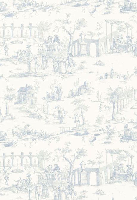 Schumacher Fabric Siena Toile Delft 175170 Palazzo 100% Linen - Horizontal: 26.25 and Vertical: 24.5 52.5 - My Fabric Connection -