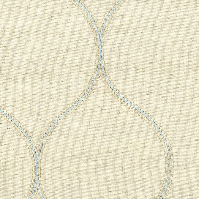 Stout Fabric Keynote 1 Opal Color My Window Ocean/Wave 52% Linen 48% Cotton Polyester Embroidery INDIA Horizontal: 4.5 and Vertical: 8 51 in - My Fabric Connection -