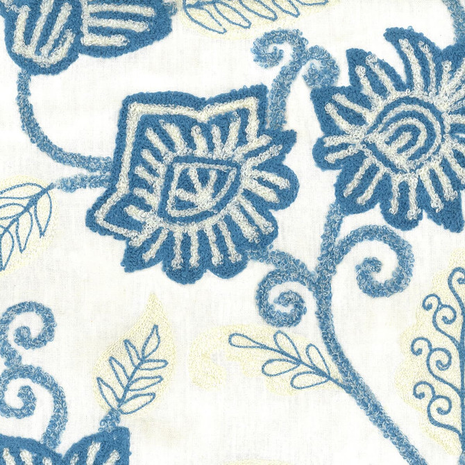 Stout Fabric Lemoyne 1 Blue/White COMFORTABLE LIVING BLUE LAGOON 100%LIN %REMB INDIA </p><p>Repeat: 12 52 in - My Fabric Connection -