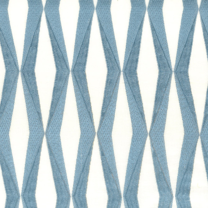 Stout Fabric Scupper 5 Breeze Rainbow Library Blueberry/Denim 100% Linen Embroidery INDIA Horizontal: 2.5 and Vertical: 6.375 51.12 in - My Fabric Connection -