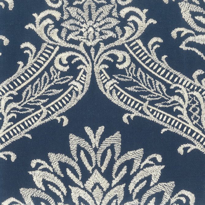 Stout Fabric Motive 2 Navy EMBROIDERY IV 100%COT %BEMB INDIA </p><p>Repeat: 15.375 51.25 in - My Fabric Connection -
