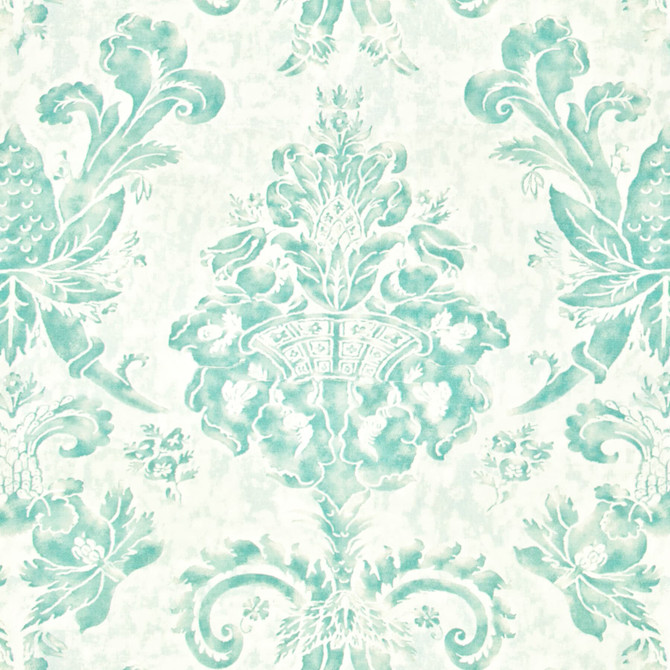 Stout Fabric Fortuna 1 Mist COMFORTABLE LIVING TURQUOISE/LAGOON 65%LIN 35%COT ENGLAND FLAME RETARDANT-U.F.A.C. CLASS 1 Horizontal: 27 and Vertical: 27 54 in - My Fabric Connection -