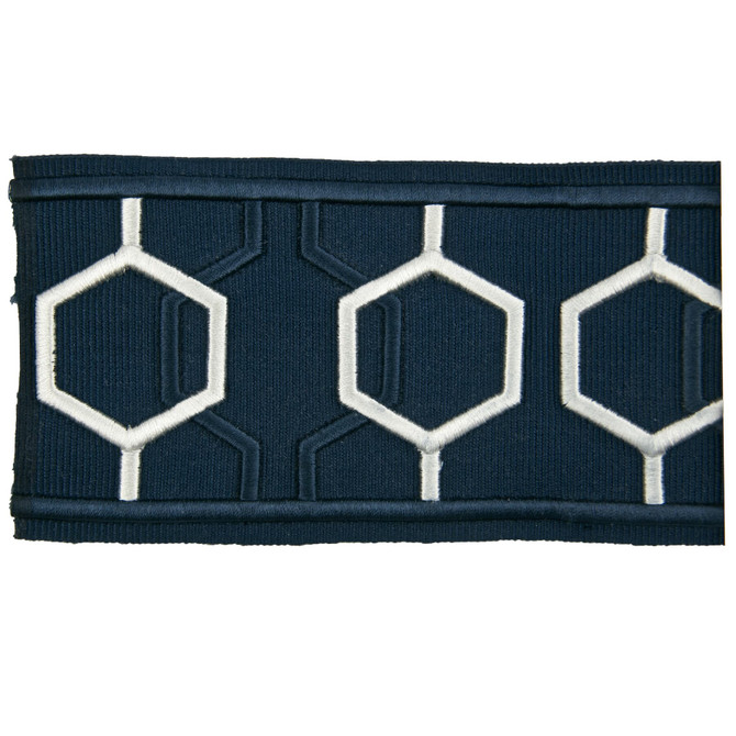 Stout Trim Emily 4 Indigo Distinction Tapes 99% Spun Viscose 1% Polyester CHINA Horizontal: 3 and Vertical: 4 3 in - My Fabric Connection -
