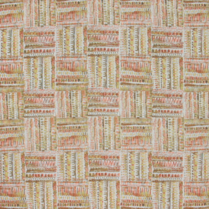 Carole Fabric Floor Routine Peach Spice Color Play 100% Cotton- Soil & Stain Repellent Turkmenistan 27" V, 13 1/2" H 54" - My Fabric Connection -