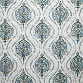 Carole Fabric Once Again Teal Bold Adventure 55% Linen, 45% Rayon China Passes 40,000 Double Rubs Wyzenbeek Horizontal: 13 1/2" and Vertical: 13 1/2" 55" - My Fabric Connection -