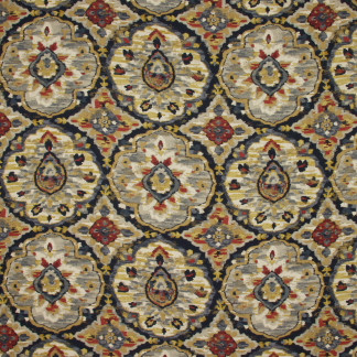 Carole Fabric Culture Graphite Golden Sunrise 70% Viscose, 30% Linen Spain Passes 15,000 Double Rubs Wyzenbeek Horizontal: 27" and Vertical: 27" 54" - My Fabric Connection -