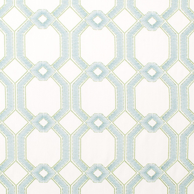 Carole Fabric Graceful Gate Sea Glass Seamist,Jade 100% Polyester India 6 1/2" V, 6 3/4" H 53.5" - My Fabric Connection -