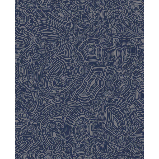 Cole & Son Wallcovering Malachite Midnight/Silver COLE & SON FORNASETTI SENZA TEMPO PAPER - 100% United Kingdom Horizontal: 20.5 and Vertical: 25.2 20.5 - My Fabric Connection -