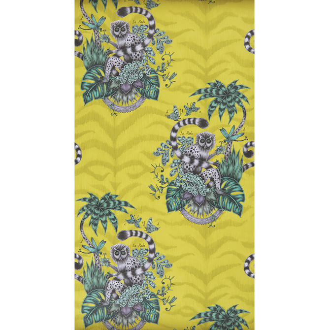 Clarke And Clarke Wallcovering Lemur Lime ANIMALIA BY EMMA J SHIPLEY FOR C&C United Kingdom Horizontal: 0 and Vertical: 25.25 20.5 - My Fabric Connection -