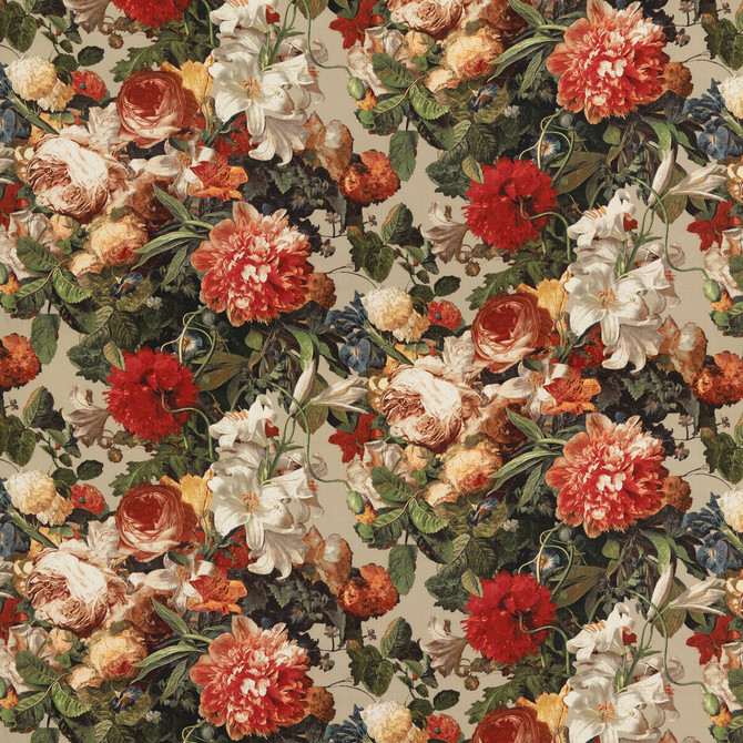 Mulberry Fabric Floral Pompadour Spice MODERN COUNTRY I LINEN - 100% Austria Horizontal: 53.978 and Vertical: 31.52 53.978 - My Fabric Connection -