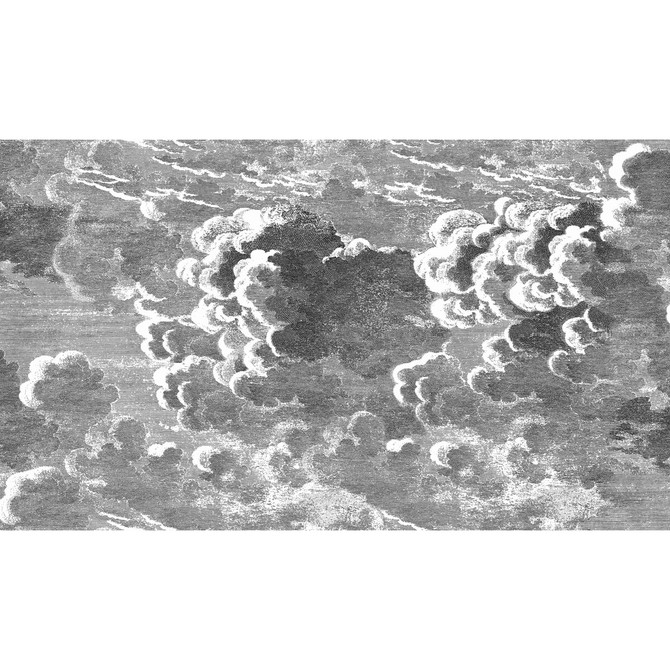 Cole & Son Wallcovering Nuvolette Black/White COLE & SON FORNASETTI SENZA TEMPO PAPER - 100% United Kingdom Horizontal: 54 and Vertical: 31.5 54 - My Fabric Connection -