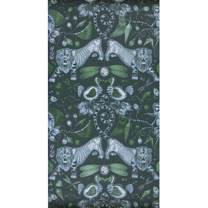 Clarke And Clarke Wallcovering Extinct Navy Wallcovering United Kingdom </p><p>Repeat: H: 0, V: 18 20.5 - My Fabric Connection -