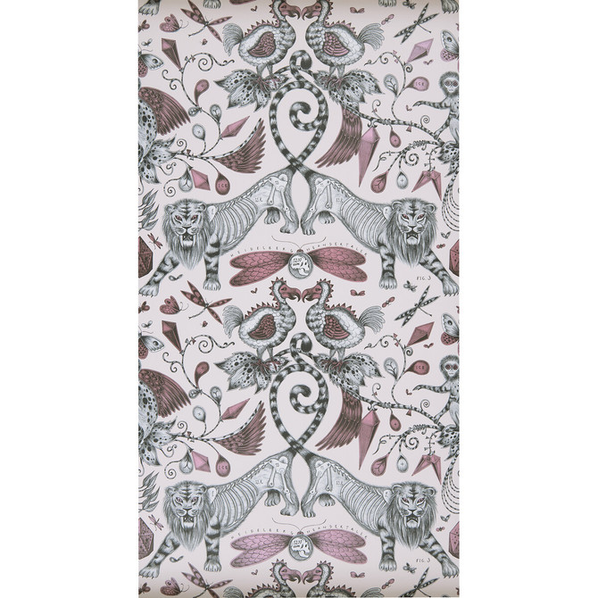 Clarke And Clarke Wallcovering Extinct Pink ANIMALIA BY EMMA J SHIPLEY FOR C&C - United Kingdom - Horizontal: 0 and Vertical: 18 20.5 - My Fabric Connection -