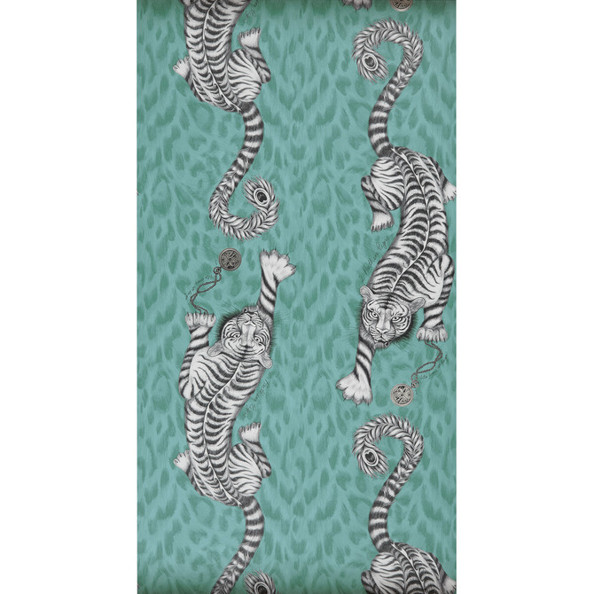 Clarke And Clarke Wallcovering Tigris Teal Wallcovering United Kingdom </p><p>Repeat: H: 0, V: 25.25 20.5 - My Fabric Connection -