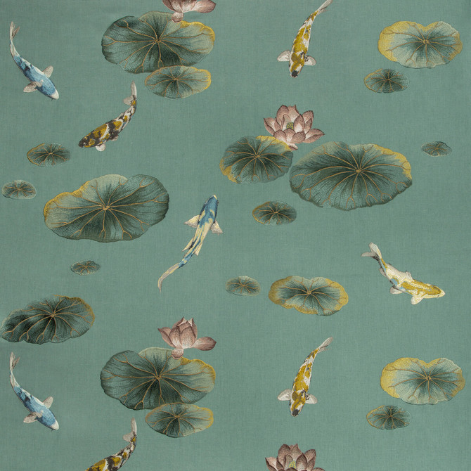 Kravet Couture Fabric Lotus Pond Sage Fabric LINEN - 100% China MEDIUM </p><p>Repeat: H: 51.5, V: 35 52 - My Fabric Connection -