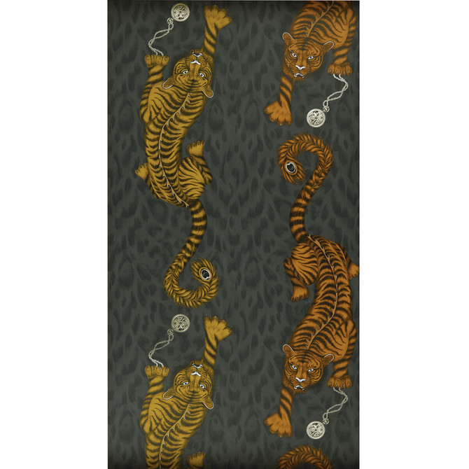 Clarke And Clarke Wallcovering Tigris Flame ANIMALIA BY EMMA J SHIPLEY FOR C&C United Kingdom Horizontal: 0 and Vertical: 25.25 20.5 - My Fabric Connection -