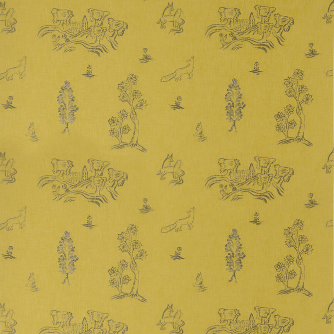 Kravet Couture Fabric Friendly Folk Provencal Yellow ANDREW MARTIN KIT KEMP VISCOSE - 82%;LINEN - 18% United Kingdom HEAVY Horizontal: 10.5 and Vertical: 10 54.5 - My Fabric Connection -