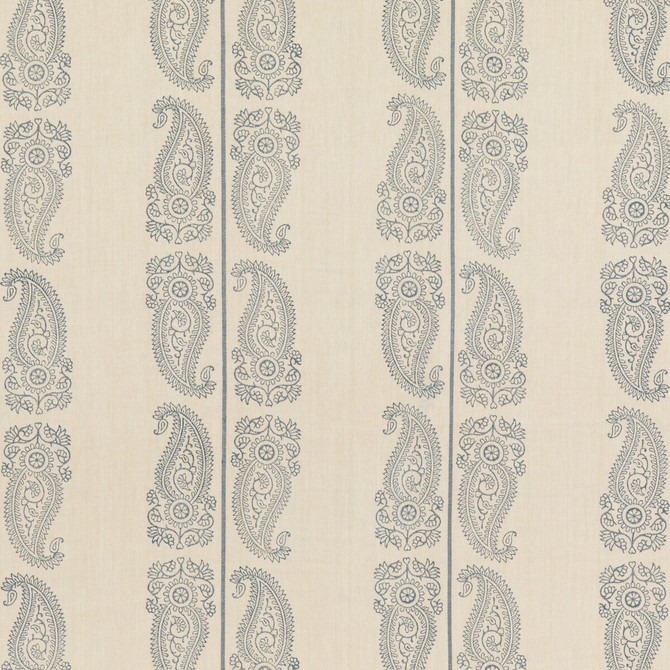 G P & J Baker Fabric Cromer Paisley Indigo ARTISAN II LINEN - 70%;COTTON - 30% India MEDIUM Horizontal: 12.608 and Vertical: 16.942 50.432 - My Fabric Connection -