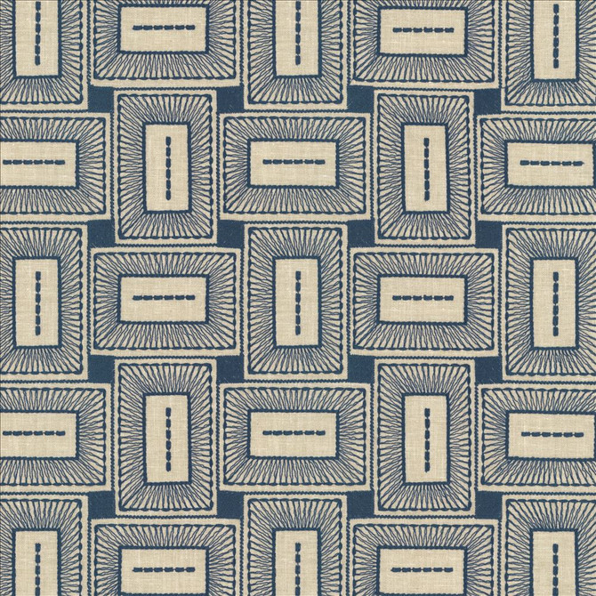 Kasmir Fabric Box Office Navy 1463 55% Polyester
42% Cotton
3% Linen
 INDIA </p><p>Repeat: Horizontal: 7 2/8 inches and Vertical: 7 6/8 inches 54 - My Fabric Connection -
