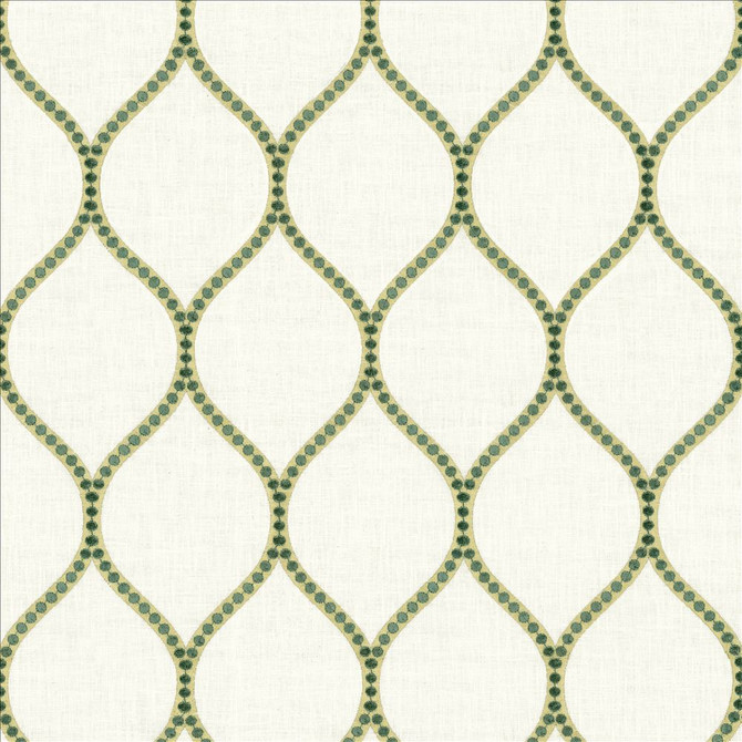 Kasmir Fabric Overlay Teal See sample 52% Cotton
26% Rayon
18% Polyester
4% Linen
 INDIA 50,000 Wyzenbeek Double Rubs </p><p>Repeat: Horizontal: 4 2/8 inches and Vertical: 7 6/8 inches 54 - My Fabric Connection -