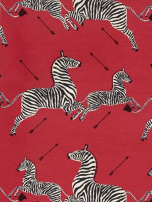 Scalamandre Fabric Zebras | Fabric Masai Red SC16496M0001 ZEBRAS 73% COTTON 27% LINEN CHINA LIGHT DUTY Horizontal: 37.5" and Vertical: 25.75" 54 - My Fabric Connection -