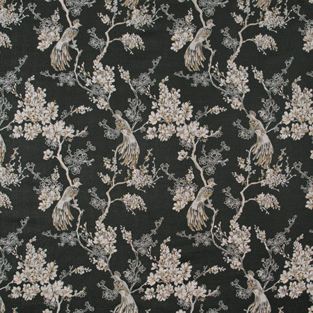 Carole Fabric Bird In Waiting Noir Birch 63% Polyester, 37% Viscose India N/A Horizontal: 13 1/2" and Vertical: 20 5/8" V 51" - My Fabric Connection -