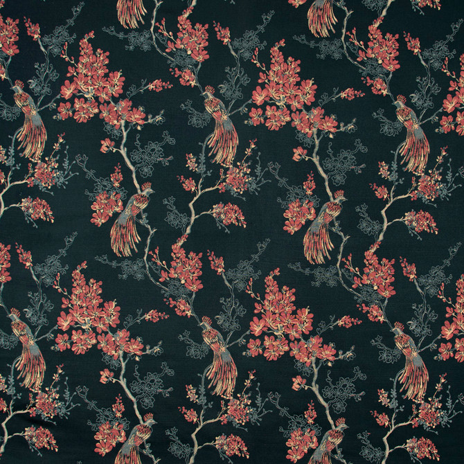 Carole Fabric Bird In Waiting Autumn Geranium 63% Polyester, 37% Viscose India N/A Horizontal: 135 and Vertical: 20625 51 - My Fabric Connection -