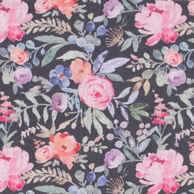 Carole Fabric Four Gables Black Geranium 92% Polyester, 8% Linen China Passes 50,000 Double Rubs Wyzenbeek </p><p>Repeat: 13 1/4" V, 13 1/2" H HD 56" - My Fabric Connection -