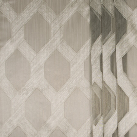 Carole Fabric Paraphrase Latte Sheer Marvel 89% Polyester, 8% Rayon, 3% Metallic TURKEY 15 1/2" V, 8 3/8" H 118" - My Fabric Connection -