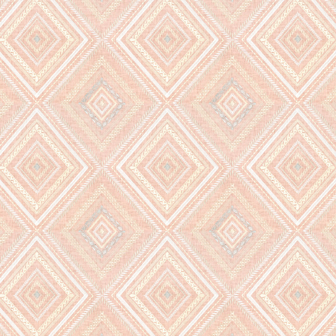 Stout Fabric Farley 1 Tearose RAINBOW LIBRARY TILE/SORBET 100%LIN %BEMB INDIA Horizontal: 12.875 and Vertical: 12.625 51.5 in - My Fabric Connection -