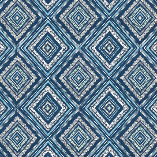 Stout Fabric Farley 3 Harbor RAINBOW LIBRARY INK/SAPPHIRE 100%LIN %BEMB INDIA </p><p>Repeat: 12.625 51.5 in - My Fabric Connection -