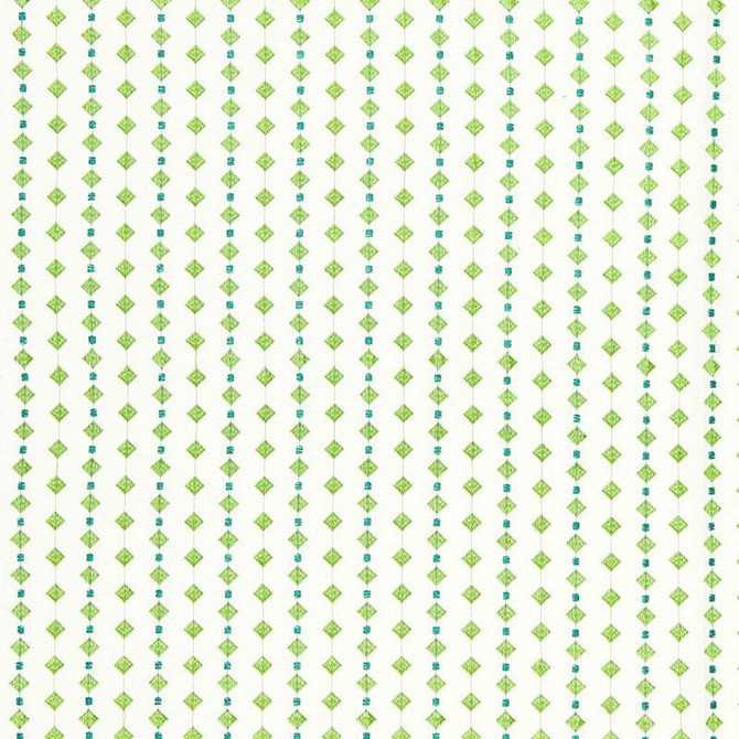 Schumacher Fabric Macaroni Turquoise / Leaf 66262 Flight Of Fancy 2.5" - My Fabric Connection -