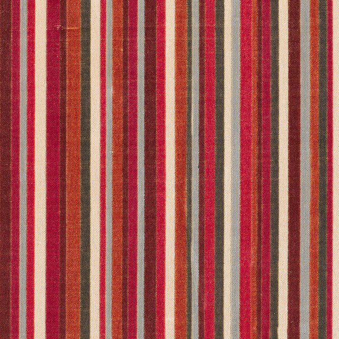 Schumacher Fabric Syncopated Velvet Stripe Azalea / Aqua 55321 MODERN WOVENS COTTON 88% VISCOSE 12% ITALY </p><p>Repeat: Horizontal: 13" (33CM) and Vertical: 52.375 - My Fabric Connection -