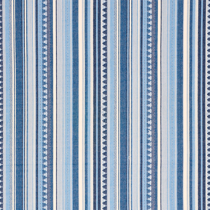 Schumacher Fabric Zuni Stripe Blue 78731 TRUE WEST See Sample INDIA - </p><p>Repeat: Horizontal: 14 1/2" (37CM) and Vertical: 4" (10CM) 54 3/4" (139CM) - My Fabric Connection -