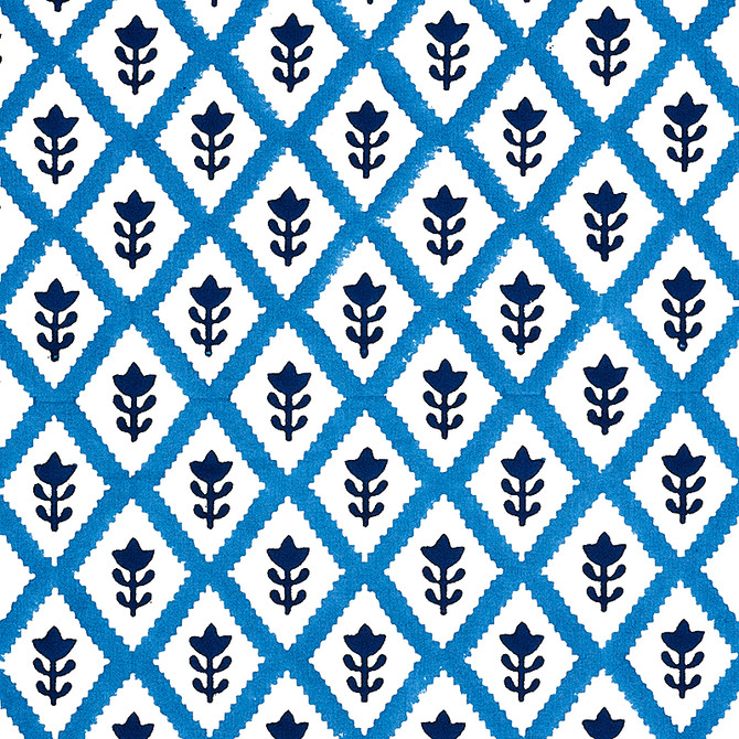 Schumacher Fabric Buti Blue 179230 MOLLY MAHON HAND BLOCK PRINTS COTTON 100% INDIA </p><p>Repeat: Horizontal: 2" (5CM) and Vertical: 2 1/4 (6CM) 53 - My Fabric Connection -